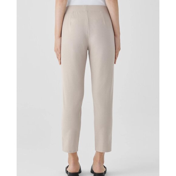 Eileen Fisher | Washable Stretch Crepe Crop with Slits In Wheat - Picture 3 of 10